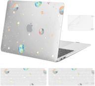 🌟 mosiso macbook air 13 inch case 2020 2019 2018: transparent hard shell with planet stars design, keyboard cover, screen protector - compatible with a2337 m1 a2179 a1932 retina display, touch id logo