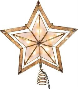 img 3 attached to Kurt Adler 10-Inch 5 Point Large Star with Smoke Capiz Treetop: Elegant 10 Light Decoration in Gold Paint Finish