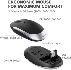 img 2 attached to ✨ iClever GK03 Wireless Keyboard and Mouse Combo: Portable, Rechargeable, Ergonomic Design, Adjustable DPI - Silver Black