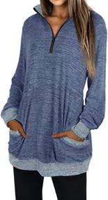 img 3 attached to 👚 WEESO Women's Color Block Casual Quarter Zip Sweatshirt: Long Sleeve Tunic Tops with Pocket