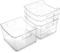 🛍️ bino plastic storage bins 4 pack from the lodge collection: versatile multi-use organizer bins with built-in handles for bpa-free pantry, home, fridge, and freezer organization логотип