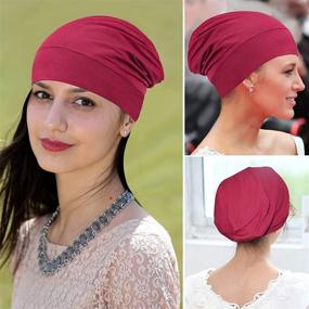 img 1 attached to Satin Bonnet Slouchy Beanie Sleeping Tools & Accessories for Bathing Accessories