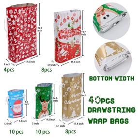 img 3 attached to 40-Piece Drawstring Christmas Gift Bags Set, Various Sizes, Bulk Holiday Bags for Gift Wrapping, Reusable Plastic Xmas Presents Party Favor Goody Bags – Jumbo, Extra Large, Medium, Small