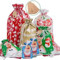 40-piece drawstring christmas gift bags set, various sizes, bulk holiday bags for gift wrapping, reusable plastic xmas presents party favor goody bags – jumbo, extra large, medium, small logo