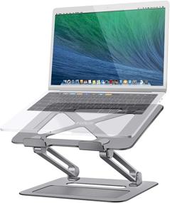 img 1 attached to 💻 Adjustable Ergonomic Aluminum Laptop Stand for Desk - Compatible with MacBook, Lenovo, HP, Dell, Samsung, and More Laptops (Grey, 10-15.6 Inches)