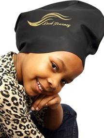 img 2 attached to 🏊 XL Black Silicone Swim Shower Cap for Dreadlocks, Braids - BLACK (with Size No Size)