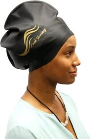 img 1 attached to 🏊 XL Black Silicone Swim Shower Cap for Dreadlocks, Braids - BLACK (with Size No Size)