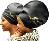 🏊 xl black silicone swim shower cap for dreadlocks, braids - black (with size no size) logo