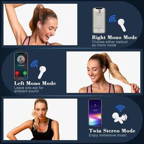 img 2 attached to 🎧 Белые беспроводные наушники Bluetooth 5.0 с встроенным микрофоном, вкладыши, шумоподавление, трехмерные стереонаушники Air Buds, быстрая зарядка, глубокий бас для iPhone/Android/Samsung