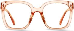 img 4 attached to 👓 Stylish Oversized Blue Light Blocking Glasses for Women – Ideal for Computers, Phones, Tablets, Reading – Minimizes Eyestrain (Light Orange)