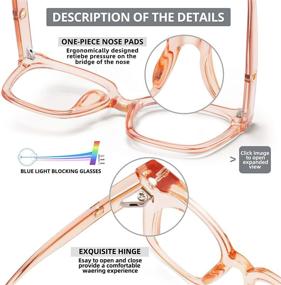 img 1 attached to 👓 Stylish Oversized Blue Light Blocking Glasses for Women – Ideal for Computers, Phones, Tablets, Reading – Minimizes Eyestrain (Light Orange)