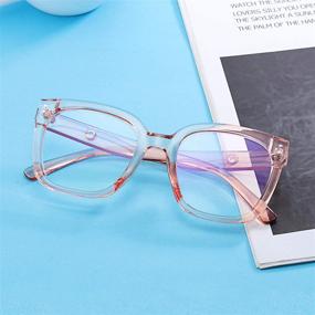 img 2 attached to 👓 Stylish Oversized Blue Light Blocking Glasses for Women – Ideal for Computers, Phones, Tablets, Reading – Minimizes Eyestrain (Light Orange)