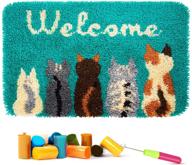 🐈 creative diy tapestry kits: latch hook rug needlework craft kit - five cats logo
