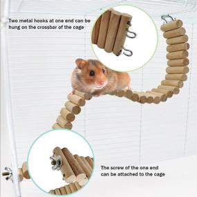 img 2 attached to 🐹 Hamiledyi Wooden Suspension Bridge for Hamsters - Bendable Rat Ladder and Chew Toy for Dwarf Hamster, Mice, Gerbil, Chinchilla, Chipmunk - Cage Accessories for Long Climbing