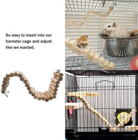 img 3 attached to 🐹 Hamiledyi Wooden Suspension Bridge for Hamsters - Bendable Rat Ladder and Chew Toy for Dwarf Hamster, Mice, Gerbil, Chinchilla, Chipmunk - Cage Accessories for Long Climbing