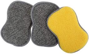 img 2 attached to 🧽 Tricol Clean Microfiber Scrubby: 3 Pack Sponges for Effective Cleaning - Assorted Colors, 3 Pieces