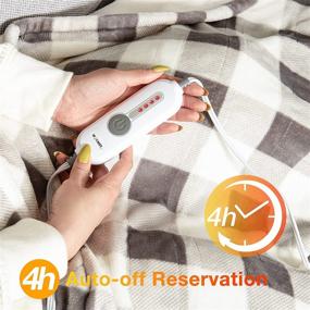 img 1 attached to 🔥 [5 Year Warranty] WOOMER Electric Heated Throw Blanket 50x 60, Soft Flannel Fast Heating Blanket with Multi-Color Option, 4 Heating Levels & 4H Auto Off, Machine Washable, Over-Heat Protection - Improved SEO