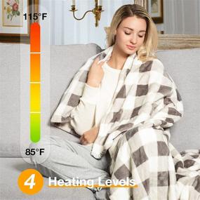 img 2 attached to 🔥 [5 Year Warranty] WOOMER Electric Heated Throw Blanket 50x 60, Soft Flannel Fast Heating Blanket with Multi-Color Option, 4 Heating Levels & 4H Auto Off, Machine Washable, Over-Heat Protection - Improved SEO