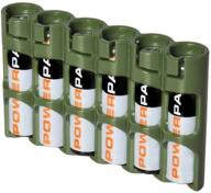 🔋 storacell slaaamg battery caddy: military green, holds 6 slimline aaa batteries logo