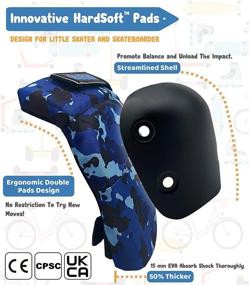 img 2 attached to 🛹 Certified Kids Knee and Elbow Pads Set with Wrist Guards - HardSoft Pad Technology for Protection. Ideal for Inline Skating, Rollerblading, Skateboarding, or Biking. Suitable for Boys, Girls, Toddlers, and Youth