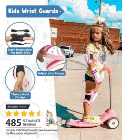 img 1 attached to 🛹 Certified Kids Knee and Elbow Pads Set with Wrist Guards - HardSoft Pad Technology for Protection. Ideal for Inline Skating, Rollerblading, Skateboarding, or Biking. Suitable for Boys, Girls, Toddlers, and Youth