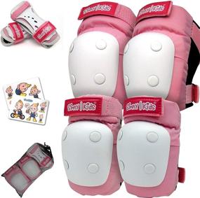 img 4 attached to 🛹 Certified Kids Knee and Elbow Pads Set with Wrist Guards - HardSoft Pad Technology for Protection. Ideal for Inline Skating, Rollerblading, Skateboarding, or Biking. Suitable for Boys, Girls, Toddlers, and Youth