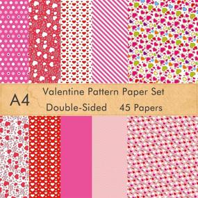 img 4 attached to 💌 FEPITO 45 Sheets Valentine Pattern Paper Set, 8.27 x 11.22 Inches Decorative Paper for Card Making Scrapbook Decoration Valentine's Day Supplies, 10 Unique Designs