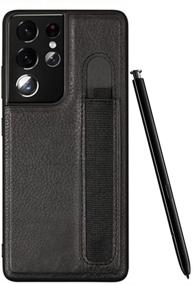 img 4 attached to Enhanced Galaxy S21 Ultra Case + Stylus Pen for Samsung Galaxy S21 Ultra 5G, Sleek Slim &amp; Thin PU Leather Design, Comfortable Secure Grip, Non-Slip Protective Shock-Absorbing Case with S Pen Slot (Black)