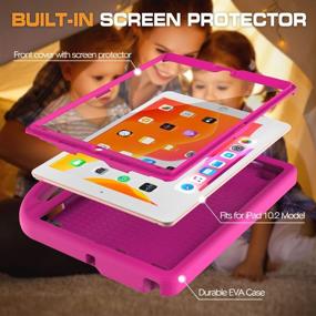 img 2 attached to 📱 TOEVEK iPad 10.2 Case for Kids with Built-in Screen Protector - Durable Shockproof Stand - Pink, 9th/8th/7th Gen, 2021/2020/2019