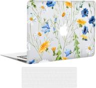 🌸 durable ekuabot floral daisy macbook pro 13 inch case & keyboard cover for 2012-2015 release, retina display compatible (a1425/a1502) logo