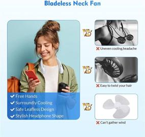 img 1 attached to 🌀 VANNPOOY Bladeless Neck Fan for Women - Portable Rechargeable Personal Cooling Fan for Hands-Free Neck Cooling - 3 Speeds, Strong Wind, 360° Cooling - Short Charging, Long Use Time (White)