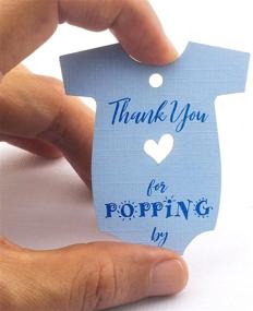 img 2 attached to 👶 Summer-Ray 50pcs Blue Onesie Baby Shower Favor Thank You Tags - Show Your Appreciation