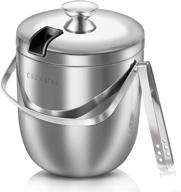 🍾 crownful 3 quarts stainless steel ice bucket with lid and ice tongs: perfect for party and picnic! logo