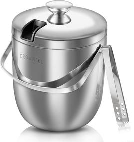 img 4 attached to 🍾 CROWNFUL 3 Quarts Stainless Steel Ice Bucket with Lid and Ice Tongs: Perfect for Party and Picnic!