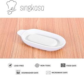 img 2 attached to 🧄 Singkasa 8 inch White Porcelain Grater Plate for Kitchen - Ideal for Ginger, Garlic, and Onion