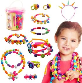 img 4 attached to 🔗 SOTOGO 270-Piece Snap Beads Set - DIY Jewelry Making Crafts for Kids, Hair Clasp, Necklace, Bracelet, and Ring - No String Needed - Best Toys Gift