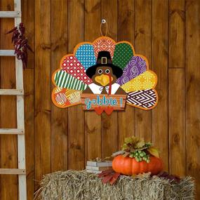 img 1 attached to 🦃 Thanksgiving Wreath for Front Door - Joy Bang Turkey Wooden Door Hanger | Thanksgiving Signs and Decorations – Gobble Gobble Sign for Front Door Décor