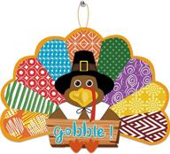 🦃 thanksgiving wreath for front door - joy bang turkey wooden door hanger | thanksgiving signs and decorations – gobble gobble sign for front door décor логотип