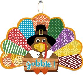 img 4 attached to 🦃 Thanksgiving Wreath for Front Door - Joy Bang Turkey Wooden Door Hanger | Thanksgiving Signs and Decorations – Gobble Gobble Sign for Front Door Décor