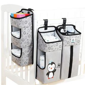 img 4 attached to 👶 Вешалка для подгузников для кроватки - органайзер для подгузников и хранения детской комнаты - 3 в 1: органайзер и корзина для подгузников для младенца