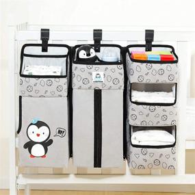 img 1 attached to 👶 Hanging Diaper Organizer for Crib - Diaper Stacker and Nursery Storage Solution - 3-in-1 Baby Organizer and Diaper Caddy