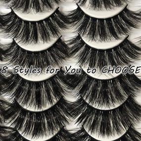 img 1 attached to Gmagictobo Eyelashes Pack: Wholesale 40 Pairs of Fluffy Long Dramatic 5D Volume Mink Lashes - 8 Styles Mixed for Thick, Soft, and Wispy Eye Makeup - Affordable Multipack