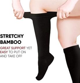 img 2 attached to 🧦 BAMS Plus Size Compression Socks: Wide Calf Support, XXL XXXL - Bamboo Knee-High Graduated Compression