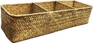 🧺 natural woven seagrass storage basket & organizer bins, la rectangular water hyacinth basket (brown) logo