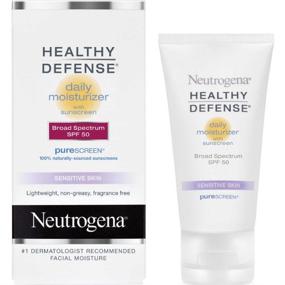 img 1 attached to 🧴 Neutrogena Healthy Defense SPF 50 Moisturizer for Sensitive Skin, Mineral Sunscreen with Zinc Dioxide & Titanium Dioxide, Oil-Free & Fragrance-Free, 1.7 fl. oz (Pack of 2)