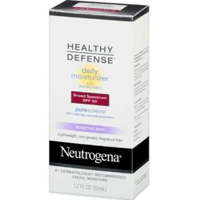 img 2 attached to 🧴 Neutrogena Healthy Defense SPF 50 Moisturizer for Sensitive Skin, Mineral Sunscreen with Zinc Dioxide & Titanium Dioxide, Oil-Free & Fragrance-Free, 1.7 fl. oz (Pack of 2)