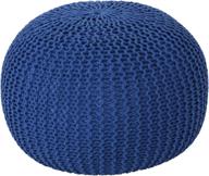 🧵 christopher knight home knitted cotton pouf in navy blue logo