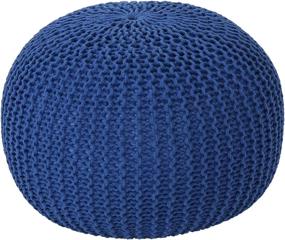 img 4 attached to 🧵 Christopher Knight Home Knitted Cotton Pouf in Navy Blue