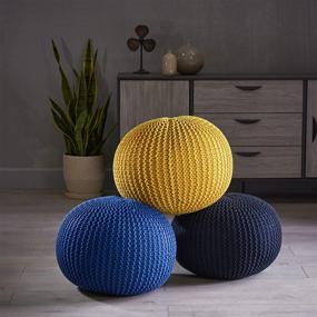 img 1 attached to 🧵 Christopher Knight Home Knitted Cotton Pouf in Navy Blue