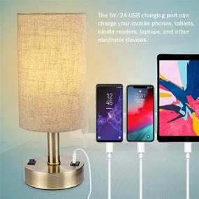 img 3 attached to 💡 USB Bedside Lamp Set: DEEPLITE Table Lamp with USB Charging Port & Bronze Metal Base – Ideal for Bedroom, Living Room